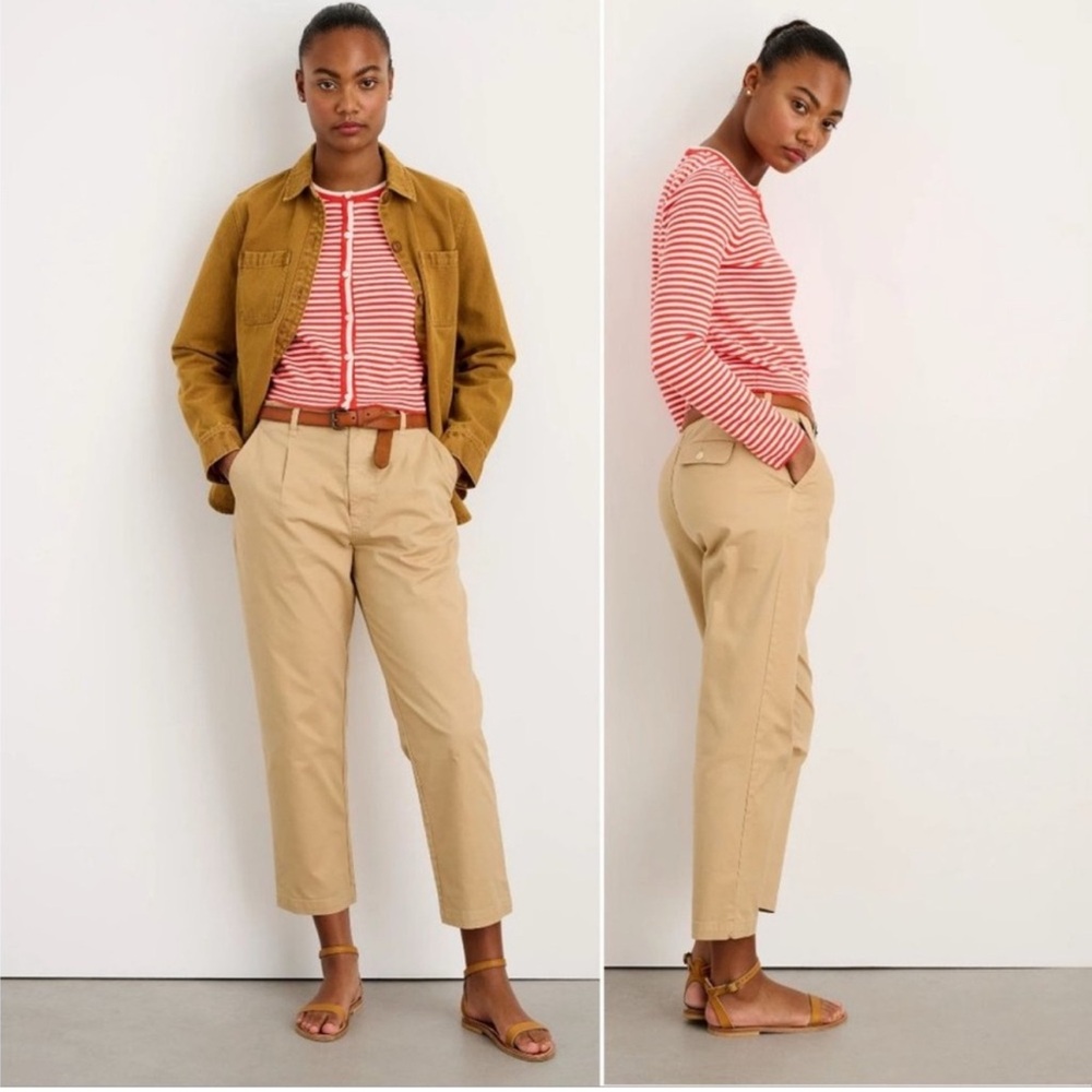 Alex Mill Women’s New Pleated Boy Pant Chino in cotton twill Light Khaki 6